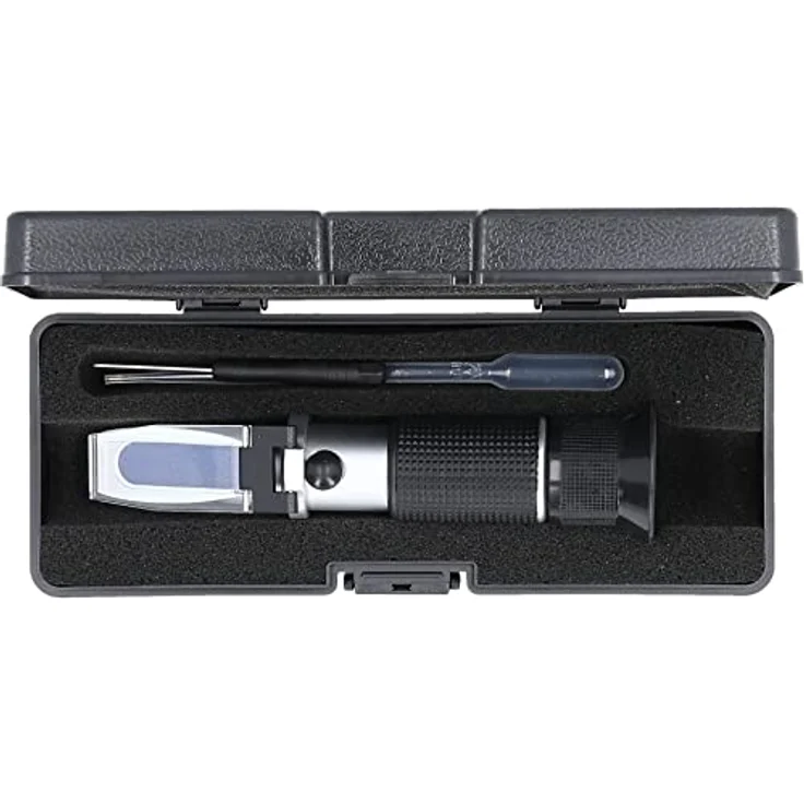 KS Tools Refraktometer für Kühlflüssigkeit und Batteriesäure, mit automatischer Temperatur-Kompensation und Alkalimetallkalibrierung, inklusive Kalibrierschraubendreher und Pipette im Kunststoff-Etui – Bild 3