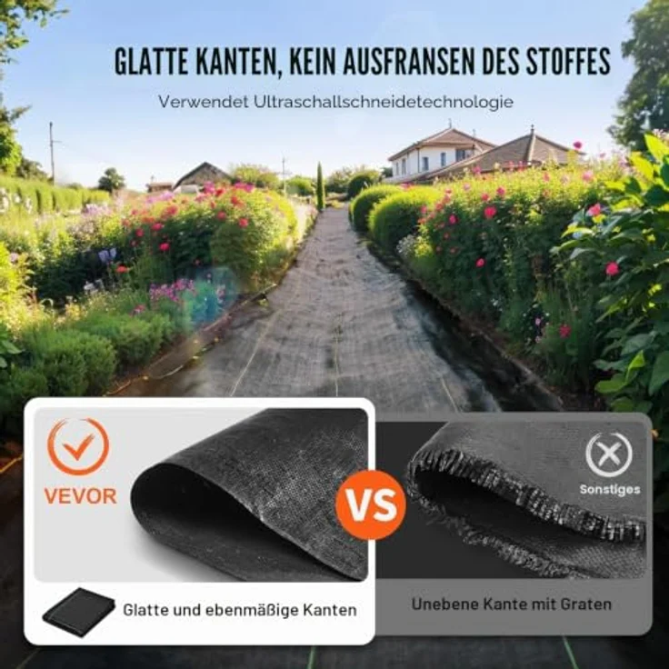 VEVOR Unkrautvlies Gartenvlies 1,2x30,5m, PP Wasserdurchlässig, Reißfest, Korrosionsbeständig, 36,6㎡ Unkrautschutz für Garten und Landwirtschaft – Bild 4