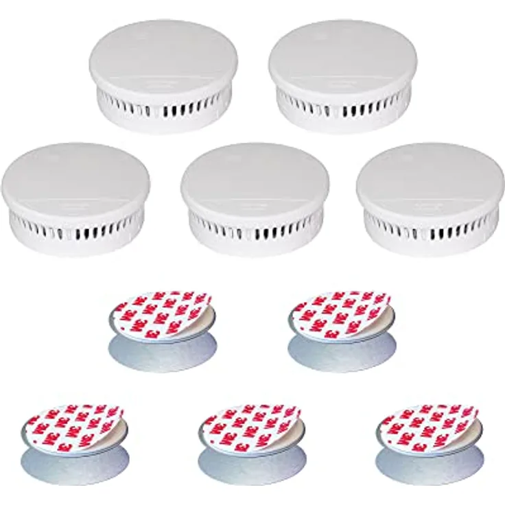 ABUS Rauchmelder RWM150 - 5er Set + Magnethalter - 85 dB lauter Alarm - für Wohnräume - VdS geprüft - 10-Jahres-Batterie - Weiß