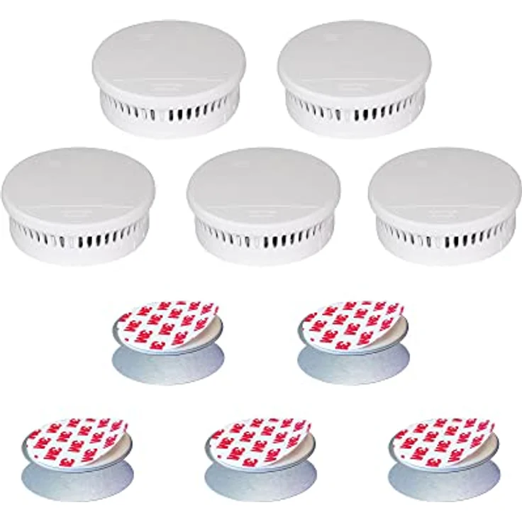 ABUS Rauchmelder RWM150 - 5er Set + Magnethalter - 85 dB lauter Alarm - für Wohnräume - VdS geprüft - 10-Jahres-Batterie - Weiß