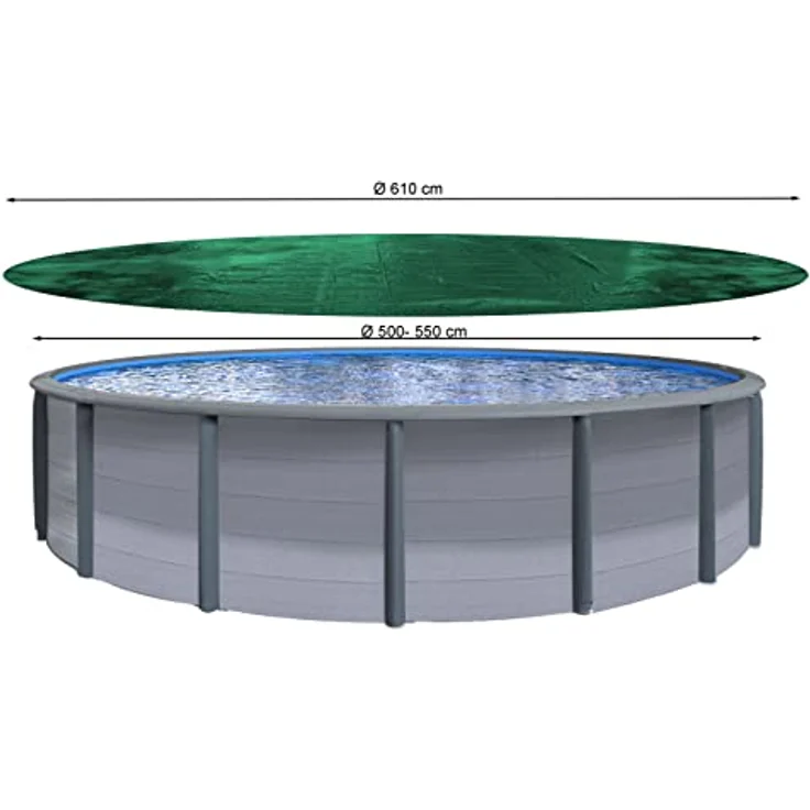 Abdeckplane Pool Rund Planenmaß : Ø 610cm passend für Poolgröße Ø 500-550cm Winterabdeckplane Poolabdeckung 180g-m² – Bild 3