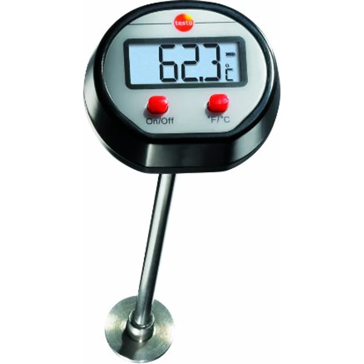 Testo SE & Co.KGaA Testo 0560 1109 Mini Oberflächen-Thermometer bis 300 °C, Länge 120 mm, verbreiterte Messspitze, gut ablesbares Display, inklusive Batterien