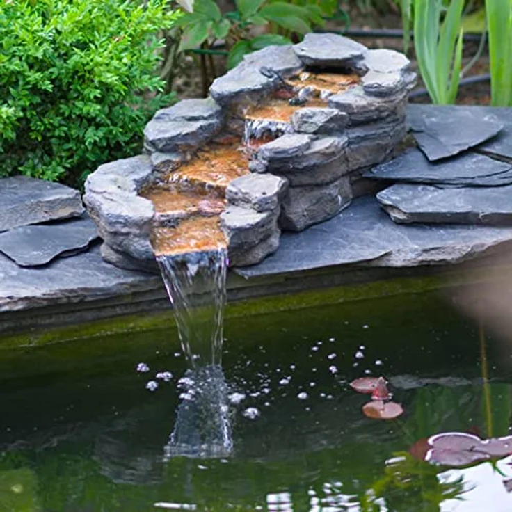 Ubbink CAZORLA Wasserfallelement, Bachlauf, Felsgesteinnachbildung inkl. LED – Bild 5