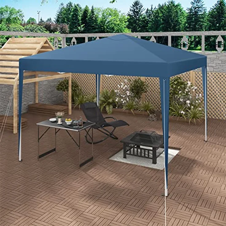 WOLTU Pavillon Pop-Up wasserdichter Faltpavillon Sonnenschutz Event Pavillon Gartenpavillon auf Terrasse Camping Festival Pagodenzelt aus Oxford Metallrahmen 3 x 3 m Blau PVL0002bl – Bild 5