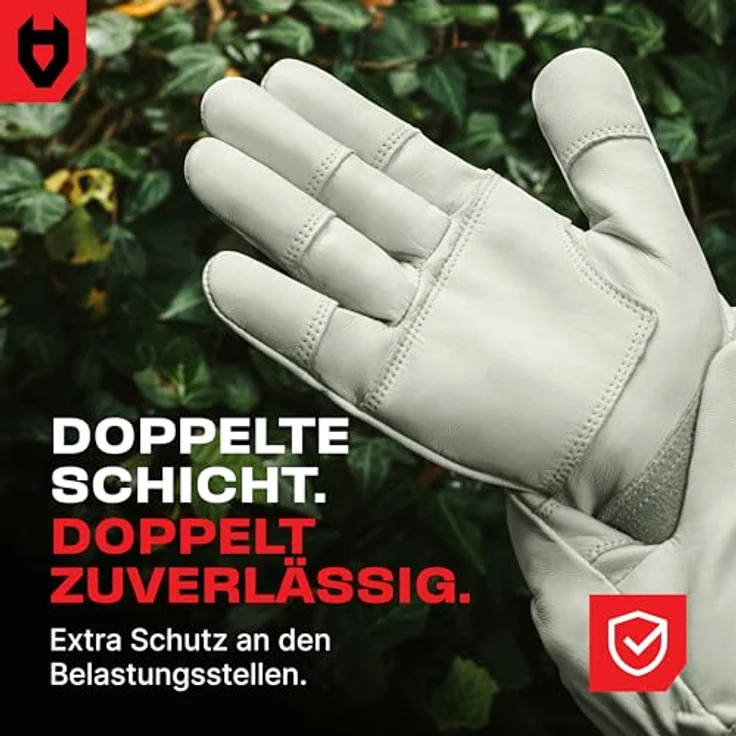 NoCry Leder Gartenhandschuhe, Dornenfeste Arbeitshandschuhe mit extra langer Stulpe und verstärkten Fingerspitzen, Grau, Größe M – Bild 4