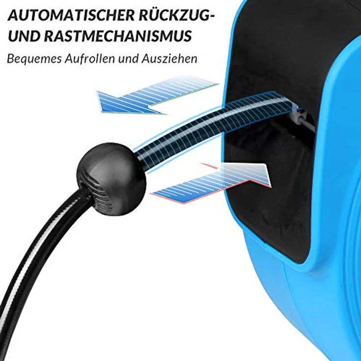 Deuba Automatischer Druckluftschlauch Aufroller, 10 m Schlauchtrommel mit Wandhalterung und 3/8" Anschluss – Bild 6