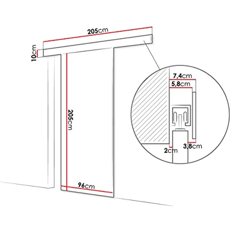 Mirjan24 Schiebetürsystem Flash I mit Selbstschließer Zimmertür Aluminiumgriff Komplett-Set für Schiebetüren, Tür Innentüren Trennwände Weiß, Modell: 90 – Bild 3