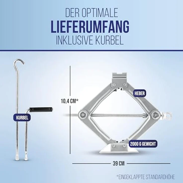 alca® Scherenwagenheber Kompakt 1 t – Robuster Stahl-Wagenheber bis -50° C, 360° drehbarer Sattel, Hubhöhe 100-350 mm, Gewicht ca. 2 kg, Hubbereich 250-350 mm, silber – Bild 3