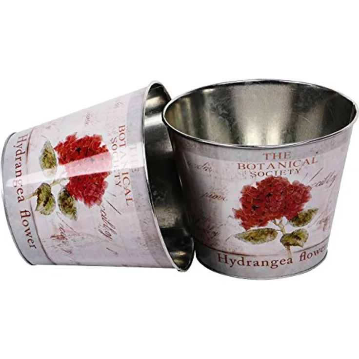 UNUS Nature by Kolibri Blumentopf Set Pflanzentopf Zink Hortensie Übertopf 2 Stück Rot 21cm