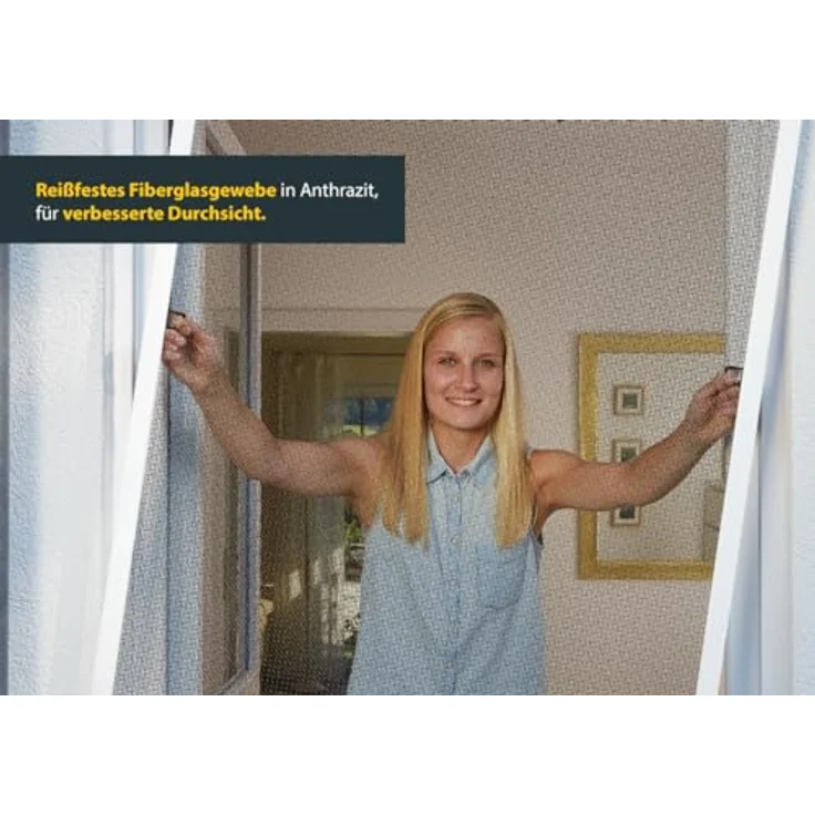 Schellenberg PLUS Fliegengitter mit Alu-Rahmen | Insektenschutz-Fenster | Wei... weiß 100x120 cm Schellenberg – Bild 2