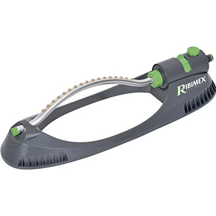 RIBIMEX RIBILAND 00451 Viereckregner verstellbar, 18 Strahlarten, maximale Bewässerungsfläche 15,8 x 18,2 m, metallischer Oszillierender Sprinkler – Bild 1