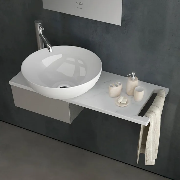 Alpenberger Aufsatzwaschbecken Rund - Gäste WC Set mit Handtuchhalter, Nano-Beschichtung und Keramikplatte