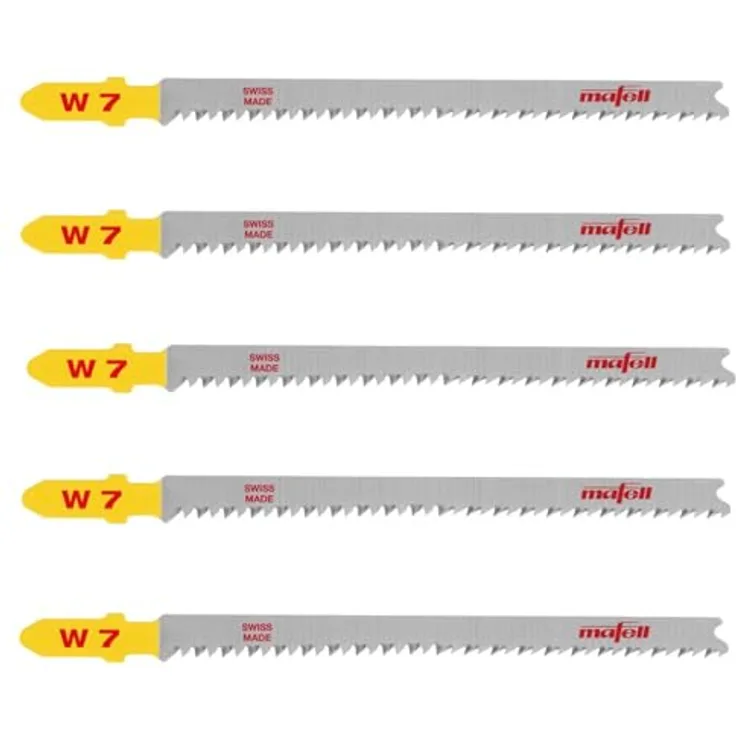 Mafell W7 Stichsägeblatt, Wood Complete, passend für P1cc und PS 2-18, 5 Stück, 1,5 mm Dicke, Zahnteilung 2,2, für Materialstärken bis 64 mm