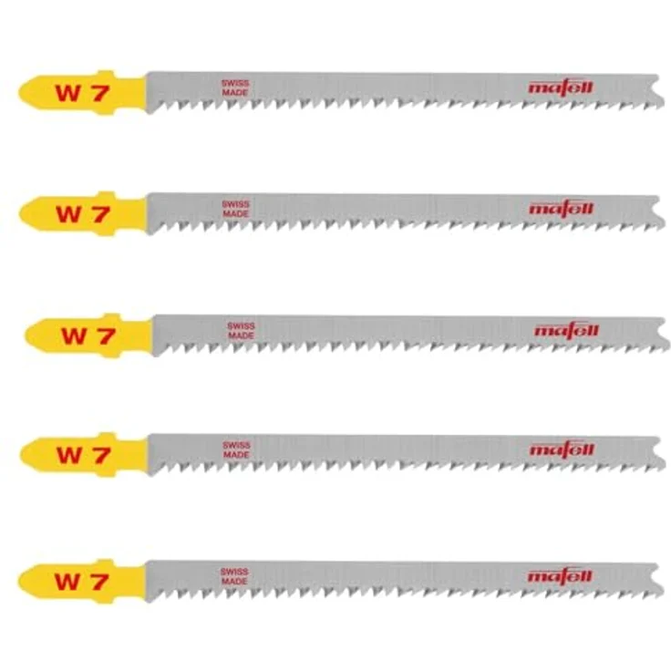 Mafell W7 Stichsägeblatt, Wood Complete, passend für P1cc und PS 2-18, 5 Stück, 1,5 mm Dicke, Zahnteilung 2,2, für Materialstärken bis 64 mm