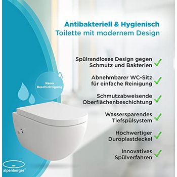 Hänge-WC Mit Bidet Funktion & Komplett-Set - Spülrandlos & Softclose Sitz
