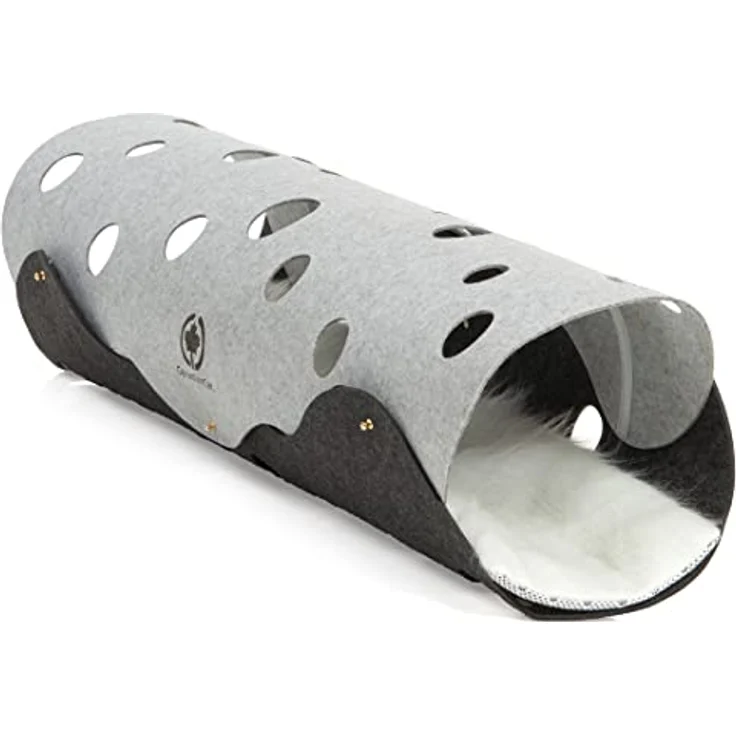 CanadianCat Company | Katzen Filztunnel XXL |ca. 120 x 30 cm | Spieltunnel & Liegematte - der Katzentunnel in hellgrau/dunkelgrau – Bild 1