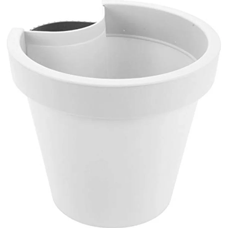 Spetebo Regenrohr Blumentopf weiß - 24x21 cm - Fallrohr Pflanztopf Regenrinne Hängetopf rund – Bild 1