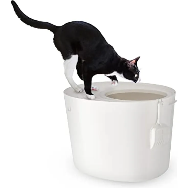 Iris Ohyama, Katzentoilette, Geschlossene Katzentoilette, Schaufel, L53 x T41 x H37 cm, PUNT-530, Weiß