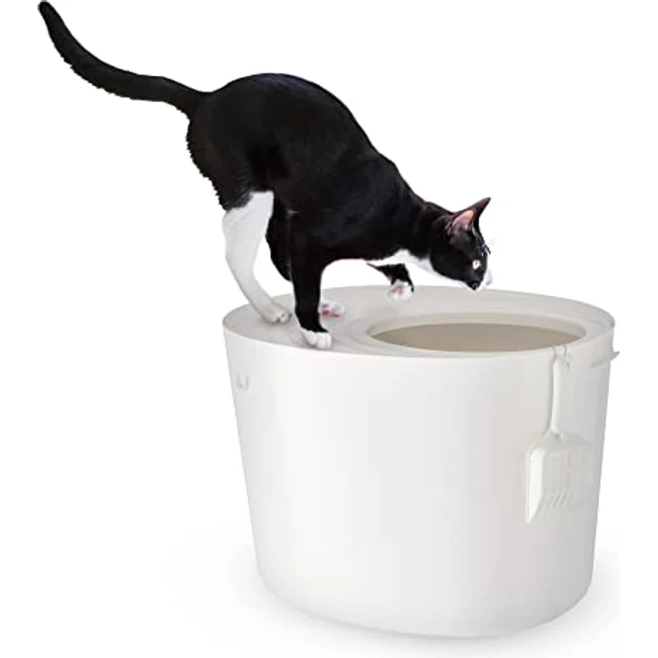 Iris Ohyama, Katzentoilette, Geschlossene Katzentoilette, Schaufel, L53 x T41 x H37 cm, PUNT-530, Weiß – Bild 1