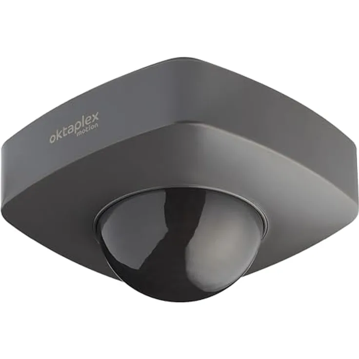 Oktaplex motion Oktaplex Tim Präsenzmelder 360° Bewegungsmelder für Aussen IP65 PIR-Bewegungssensor anthrazit 230V, Wetterfester Bewegungssensor mit Ø20m Erfassungsbereich