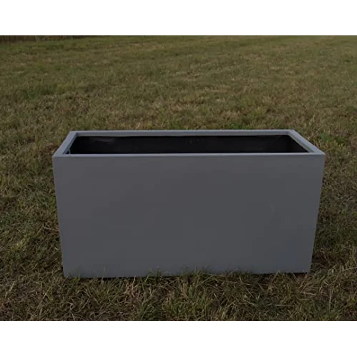 Elegant Einrichten Pflanzkübel Fiberglas Rechteckig 80x30x40cm, grau, wasserdicht, frostsicher, UV-beständig, handgefertigt – Bild 4