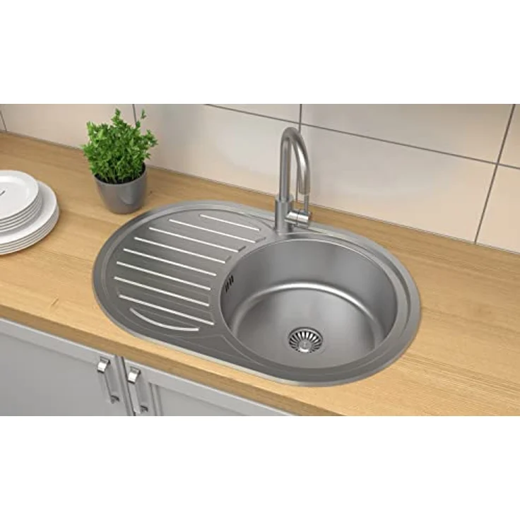 Quadron Einbeckenspüle TOM Einzelbecken, Edelstahl, 45 cm, flachs, inklusive Abfluss, für Schränke ab 45 cm, vertieft (LEN) – Bild 5