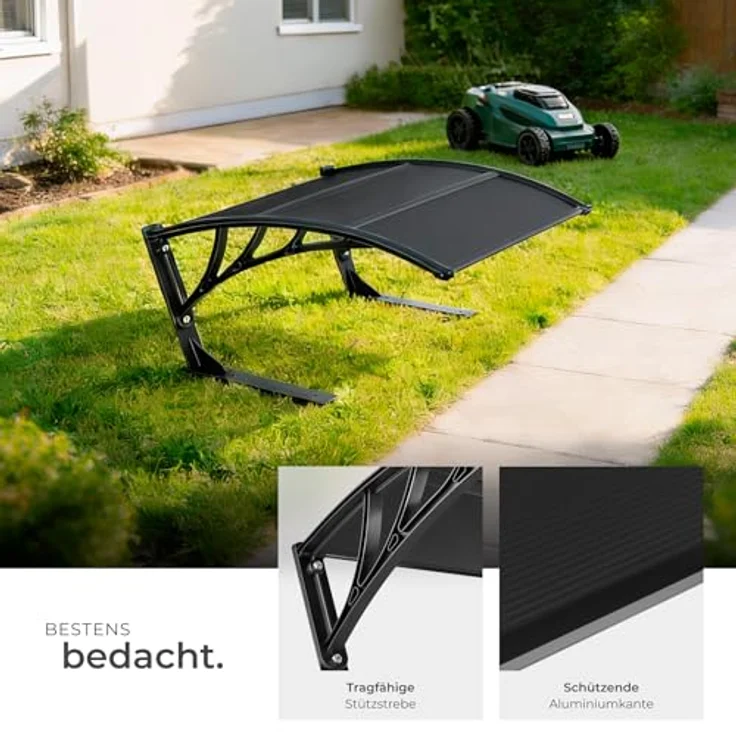 tectake Mähroboter-Garage Domus, 81 x 100 x 48 cm, mit UV-beständigem Polycarbonat-Dach und 4 Erdnägeln – Bild 4