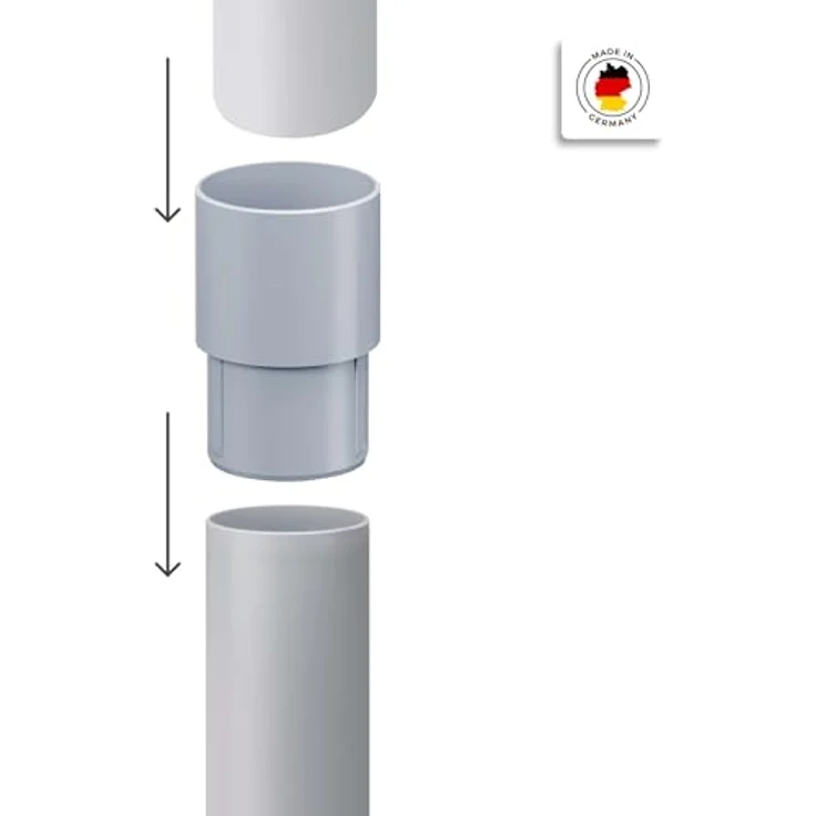 INEFA Fallrohr Verbinder DN50 / 50mm, witterungsbeständiger PVC-U Kunststoff, einfache Montage – Bild 3