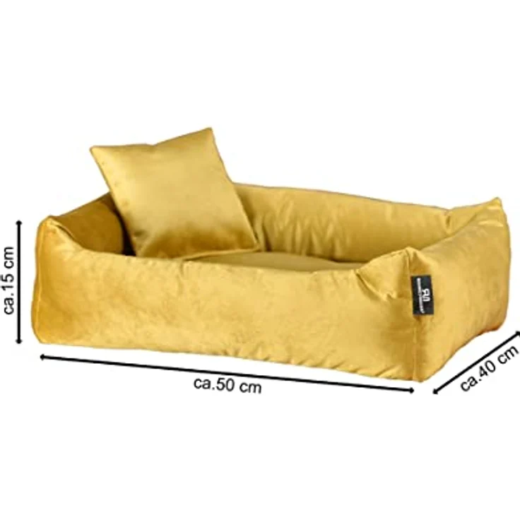 Rohrschneider Hundebett Kuschelsofa Hund Weich + Hundekotbeutelset (S, Senf) – Bild 4