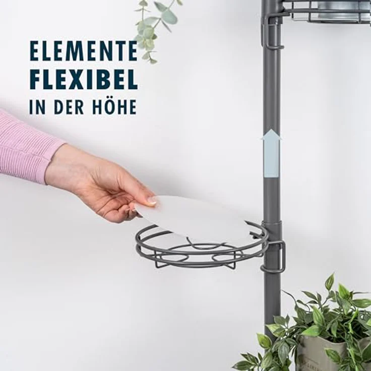 bremermann Zusatz-Pflanzenteller für Teleskop-Blumenregal 61079, grau, 19 cm Durchmesser, max. 2 kg Belastung, inklusive Kunststoffeinlage – Bild 6