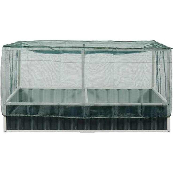 [en.casa] Hochbeet Alblasserdam Anthrazit mit Netz Abdeckung - 174 x 90 x 88 cm, Metall Gartenbeet mit Handschuhe Gewächshaus für Kräuter und Gemüse – Bild 5