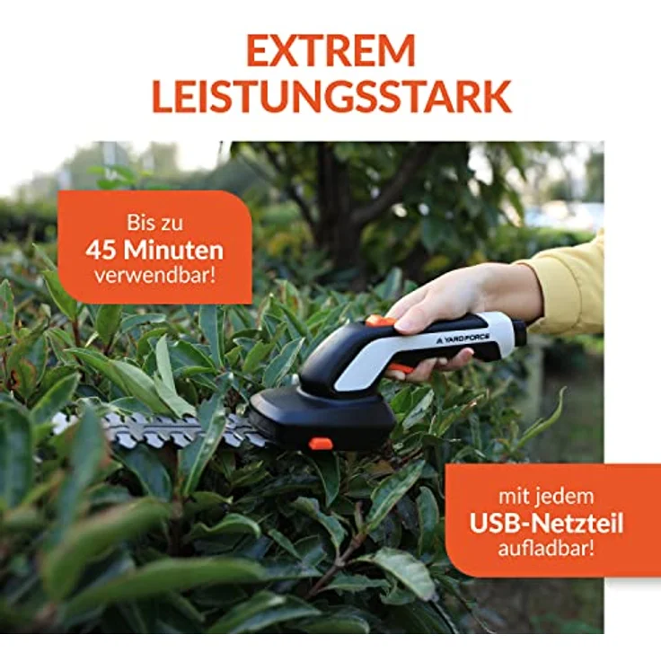 Yard Force VITA Werkzeugkoffer mit 4V / 4Ah Akku, Akku Gras und Strauchschere, Handschaufel, Handgrubber, Handgrabgabel, HX V05S, Weiß – Bild 4