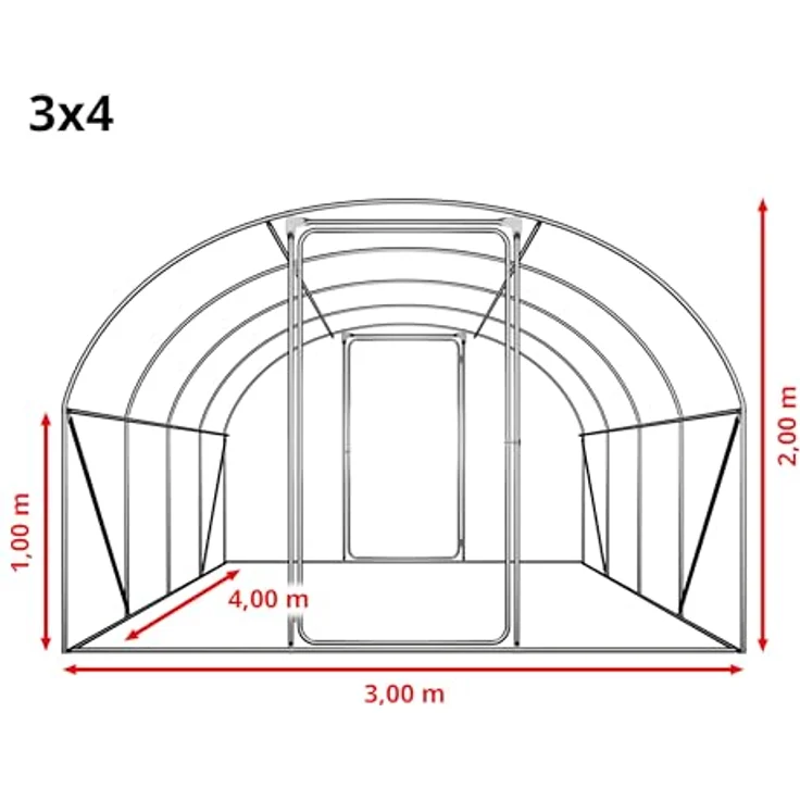 TOOLPORT Premium Foliengewächshaus 3x4m, PE Plane 180g/m², weiß transparent – Bild 9