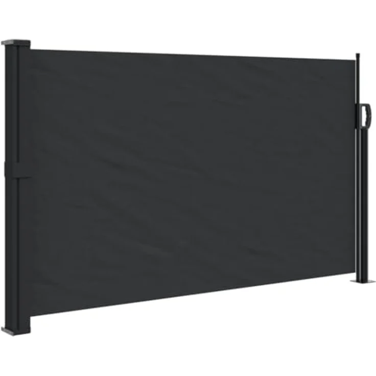 vidaXL Seitenmarkise, Wandmarkise mit PU-Beschichtung, Sichtschutz für Balkon Terrasse Garten, Windschutz Markise, Ausziehbar Schwarz Polyester – Bild 1