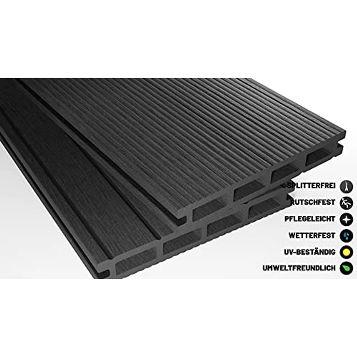 Endorphin Terrassendielen ® 12m² Anthrazit WPC Komplettset, witterungsbeständig, rutschhemmend, pflegeleicht – Bild 4