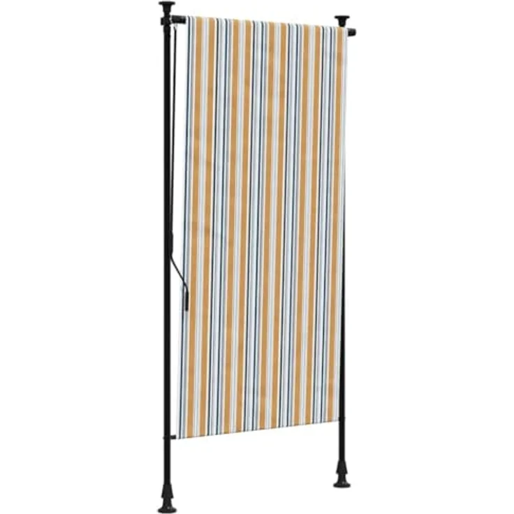 vidaXL Markise Außenrollo Gelb und Weiß 120x270 cm Stoff und Stahl, UV-beständig, Einziehbar, Höhenverstellbar – Bild 1