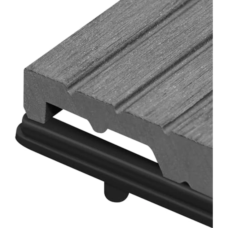 12er-Set WPC Terrassenfliese mit Klicksystem hellgrau – Bild 9