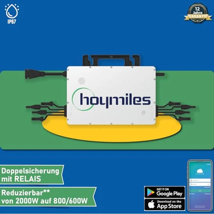 EPP.Solar® Hoymiles HMS-2000 WIFI Wechselrichter, leistungsstarker 4-in-1-Wechselrichter bis zu 2000 VA, robustes Design in Schwarz – Bild 3