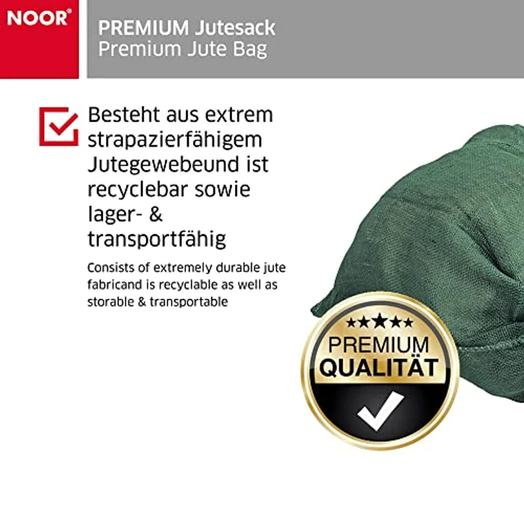 NOOR Premium Jutesack Gr. S 60 x 105 cm I Multifunktionaler Jute Sack I Winterschutz für Topf- & Kübelpflanzen I Frostschutz für Pflanzen I Pflanzen-Ãœberwinterung Ã–ko-Sack I Gartensack Grün – Bild 3