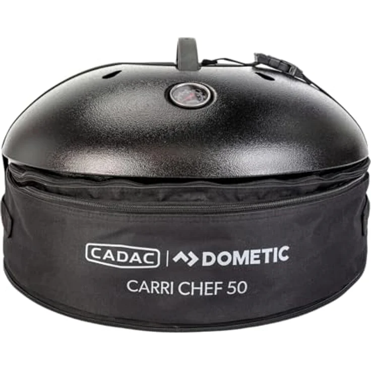 Cadac Carri Chef 50 BBQ/Grill2Braai, tragbarer Gasgrill mit 46 cm Grillfläche, 30 mbar, inkl. Deckel mit Thermometer und Gewürzregal – Bild 7