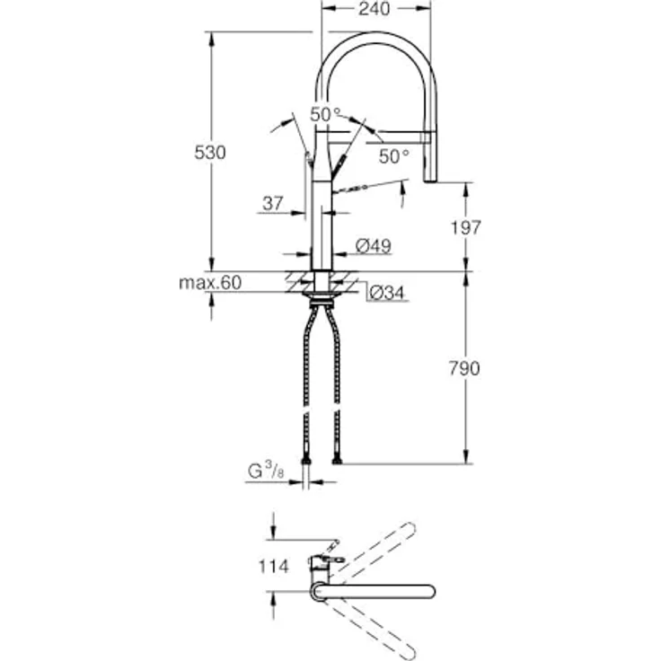 Grohe Essence Einhand-Spültischbatterie mit ausziehbarer Profibrause, Chrom – Bild 4