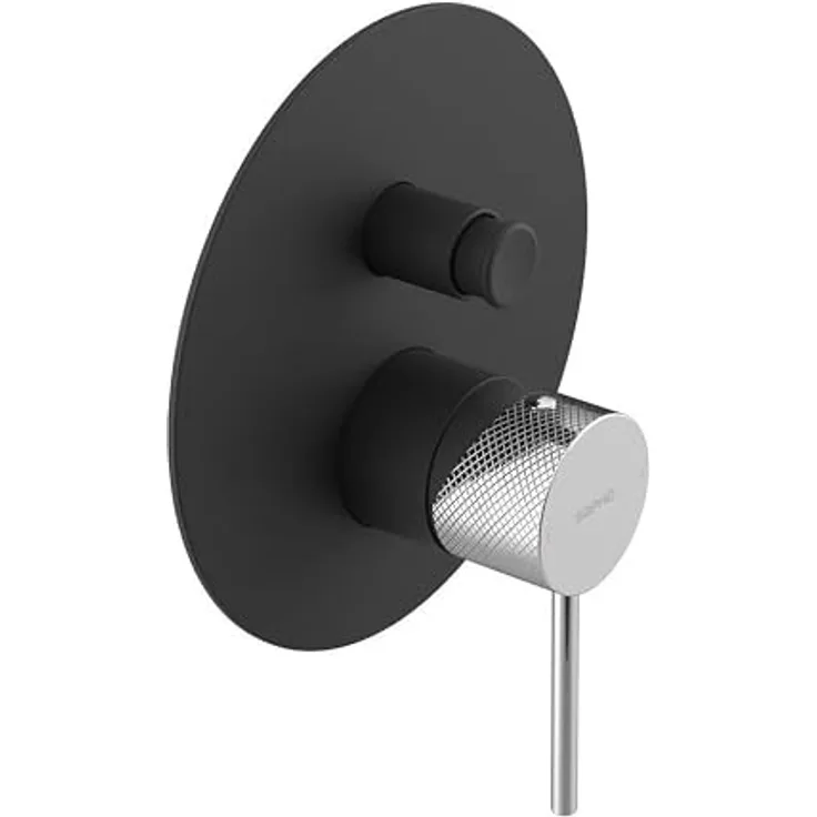 Sapho ULTRASAN Unterputz-Duscharmatur, 2 Wege, Schwarz matt/Chrom, Hebelsteuerung, rund, Messing
