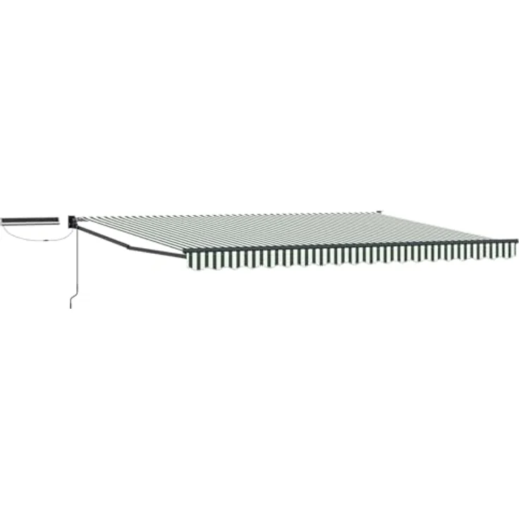 vidaXL Elektrische ausziehbare Markise, 5 x 3 m, mit Solarpanel, Fernbedienung und robustem Aluminiumgestell, Grün, Weiß, Anthrazit – Bild 1