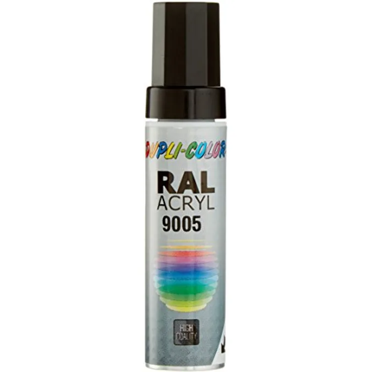 Dupli-Color 677236 Lackstifte, 12 ml, DS 9005 Tief Schwarz Matt - Retuschierpinsel effektflures 12 ml, ideal für Lackarbeiten