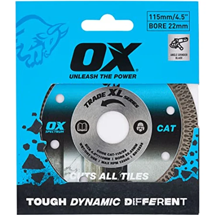 OX Tools Trade XL Diamantklinge für alle Fliesen, Nass- und Trockenschnitt, Mesh-Segment, 115 mm Winkelschleifer kompatibel – Bild 2