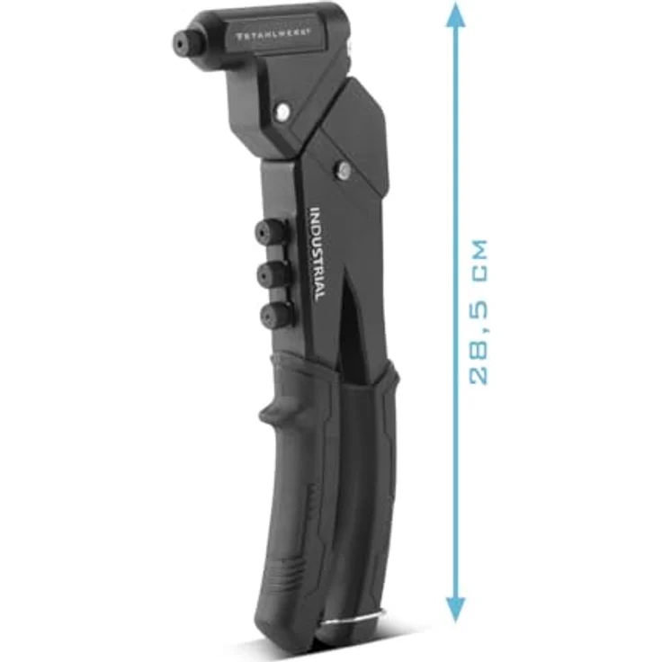 STAHLWERK Nietzangen-Set NZ-280 ST, 360° Blindnietzange mit 4 Wechsel-Aufsätzen und 500 Blindnieten, Hebelnietzange, Popnietzange, Nietmutternzange, Einhand-Nietzange – Bild 2