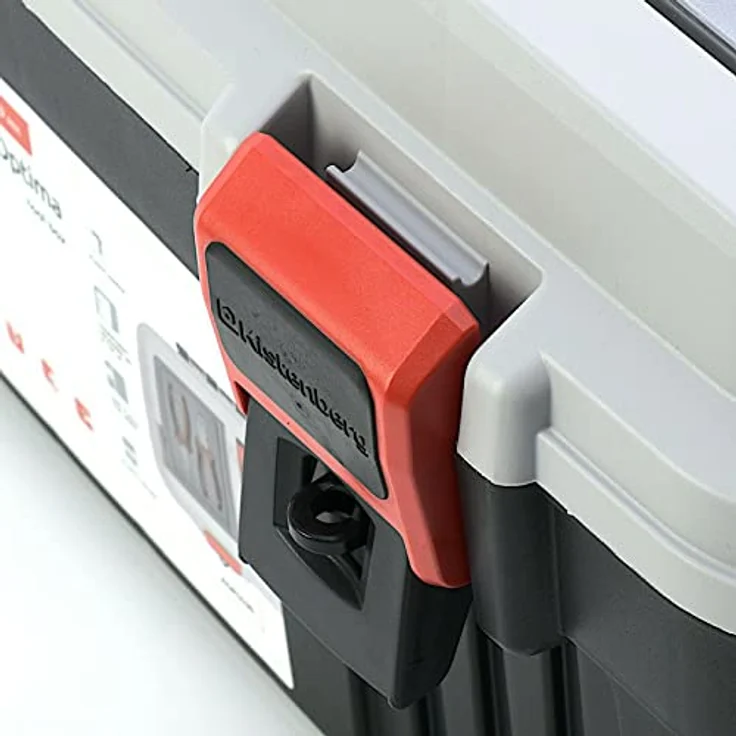 Kistenberg Werkzeugkoffer mit Werkzeugtrage, ergonomischer Griff, robuster Deckel, 470 x 256 x 238 mm, Grau – Bild 4