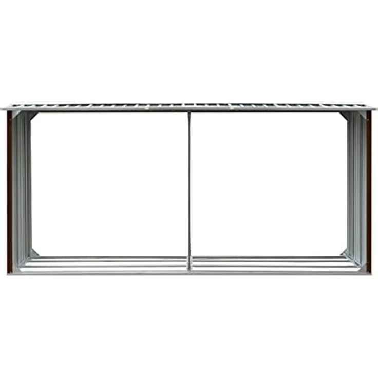 vidaXL Brennholzlager Kaminholzunterstand Brennholzregal Brennholzunterstand Kaminholzständer Holzlager Verzinkter Stahl 330x92x153cm Braun – Bild 4