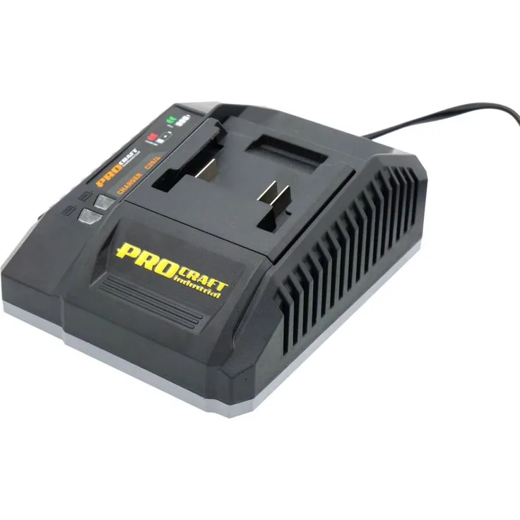 Procraft Industrial C20/4 Ladegerät für 20V Li-Ionen Akkus, 95 W, 4 A, schnelle Ladezeit, integrierte LED-Anzeige