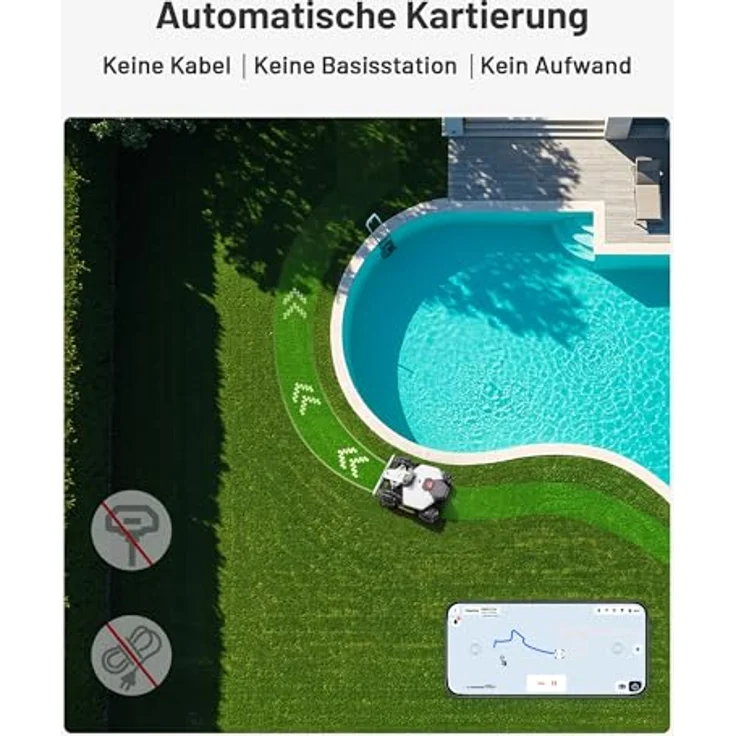 Mammotion LUBA mini AWD LiDAR Mähroboter, ohne Begrenzungskabel, 3D LiDAR + Vision, für 1.500 m², IPX6 wasserfest, bis zu 80% Steigung, 4G-Modul, automatisches Zonenmanagement – Bild 3
